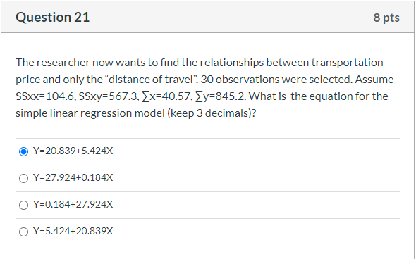 Solved Question 20 8 pts A researcher wants to find the | Chegg.com