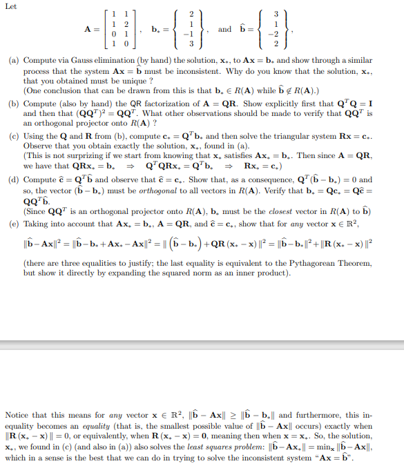 Solved Let A= b = 1 2 0 1 1 0 and 6 3 1 -2 2 -1 3 { (a) | Chegg.com