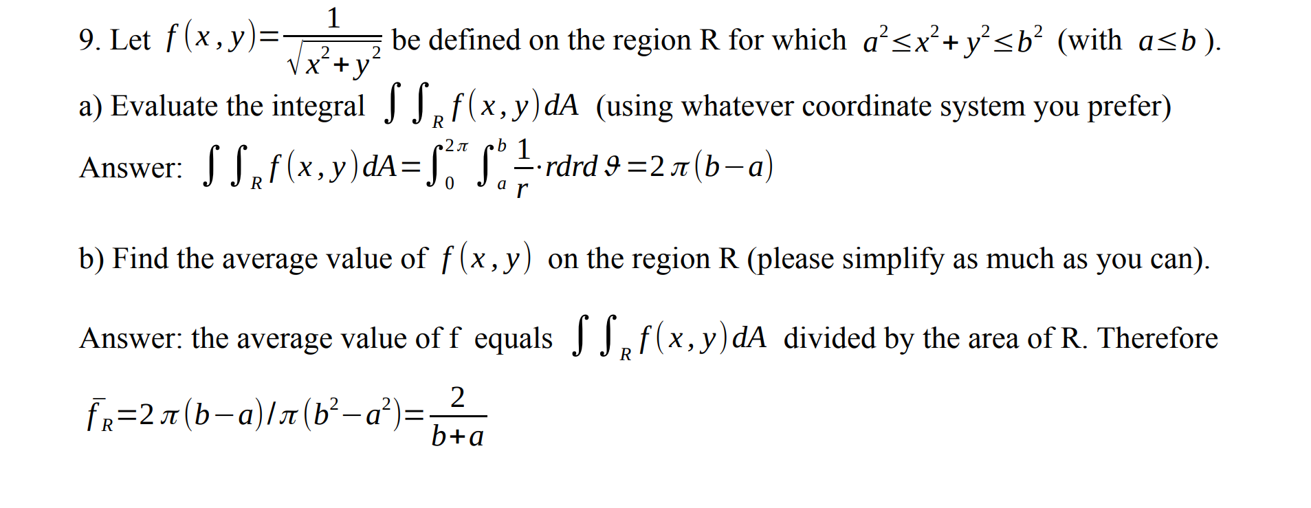 Solved 1 Vx x + y 9. Let f(x,y)= be defined on the region R | Chegg.com