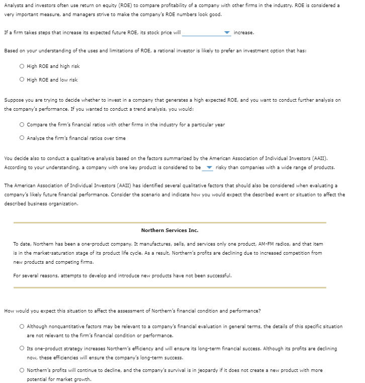 Solved Analysts and investors often use return on equity