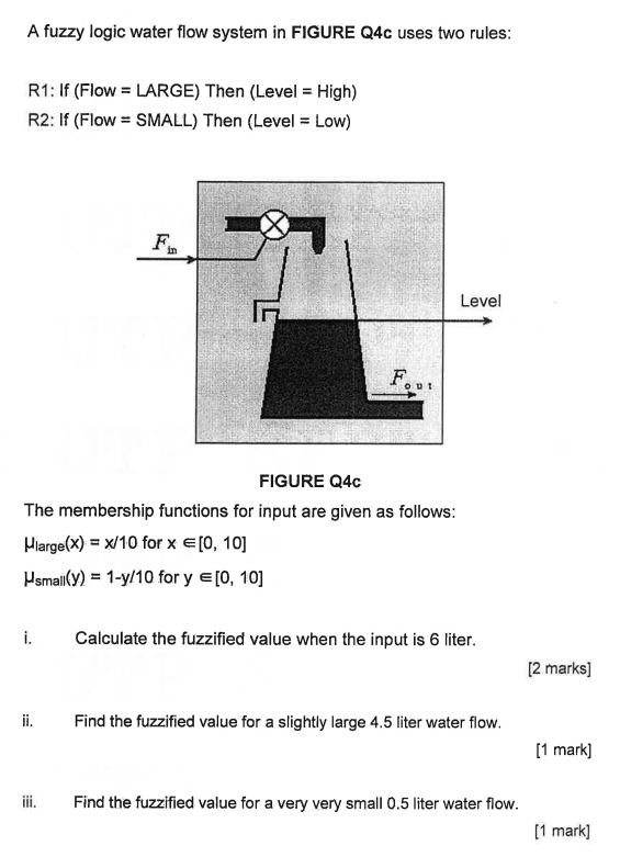 Solved A fuzzy logic water flow system in FIGURE Q4c uses