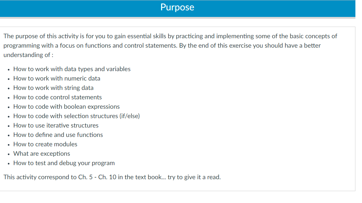Solved Purpose The purpose of this activity is for you to | Chegg.com