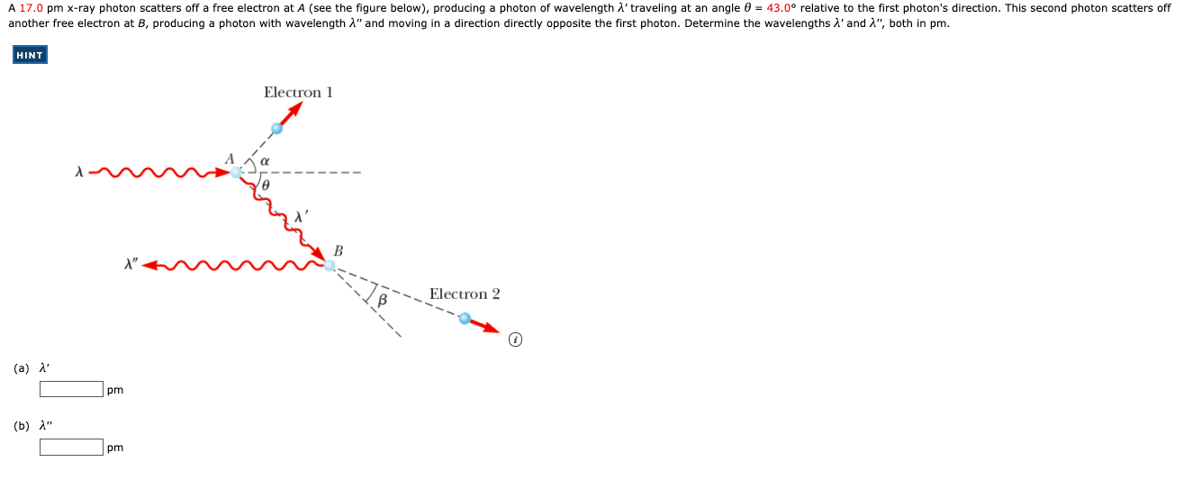Solved A 17.0 pm X-ray photon scatters off a free electron | Chegg.com