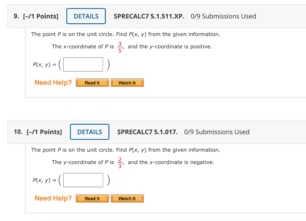 Solved The point P is on the unit circle. Find P(x,y) from | Chegg.com