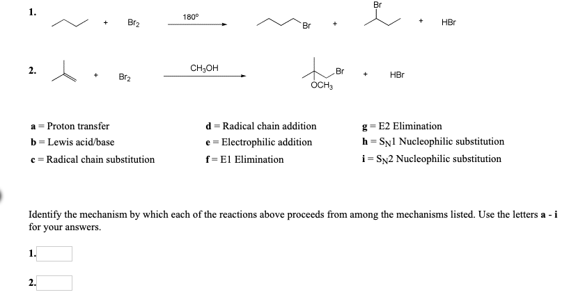 Solved Br 180° + HBr CH3OH Br HBr OCH3 a- Proton transfer b- | Chegg.com