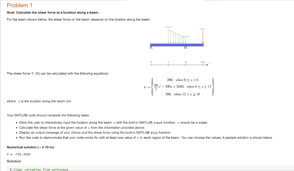 Solved Problem 1 Goal: Calculate the shear force at a | Chegg.com