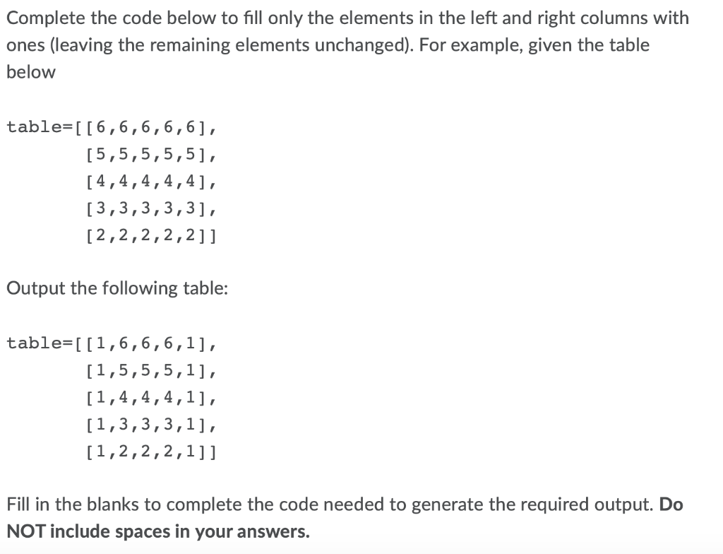 Solved Complete the code below to fill only the elements in | Chegg.com