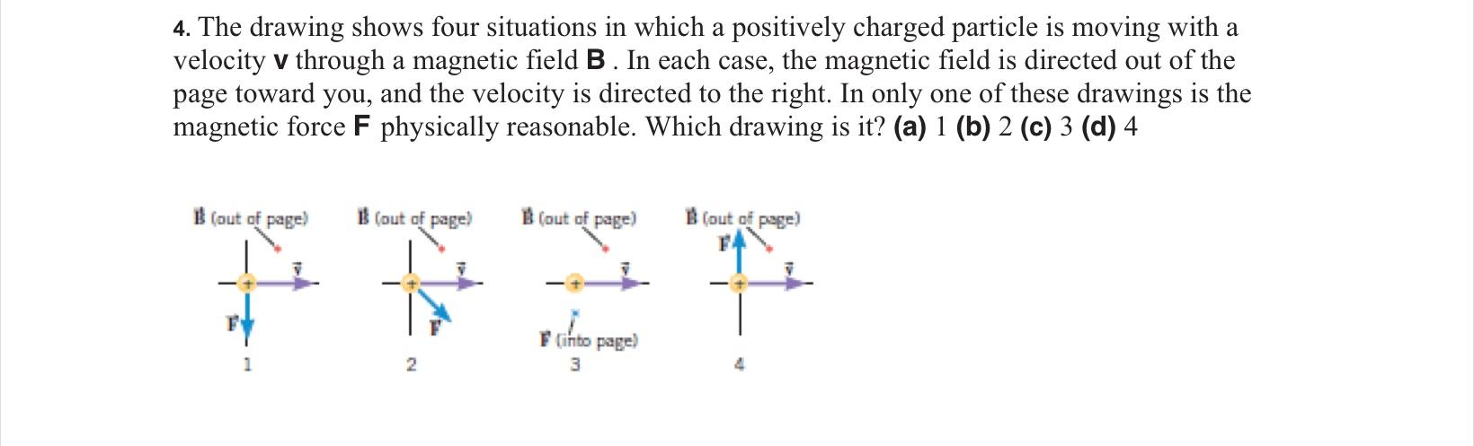 Solved 4. The drawing shows four situations in which a | Chegg.com