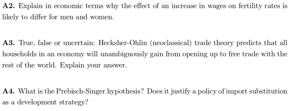 Solved A2. Explain in economic terms why the effect of an | Chegg.com