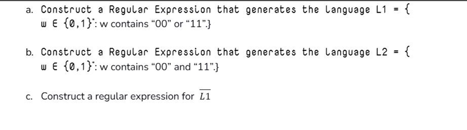 Solved Construct a Regular Expression that generates the | Chegg.com