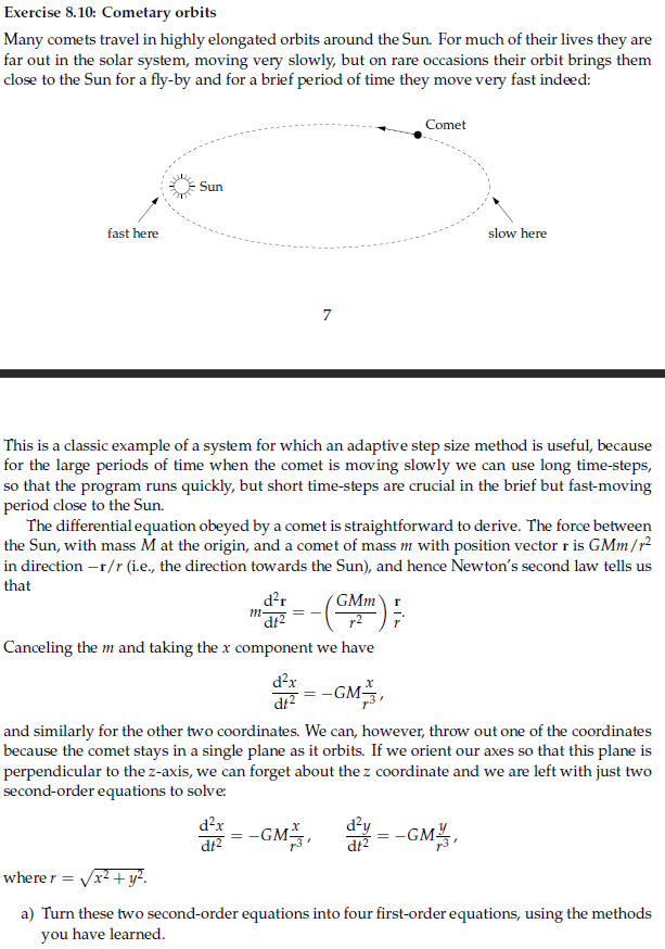 Solved Exercise 8.10: Cometary orbits Many comets travel in | Chegg.com