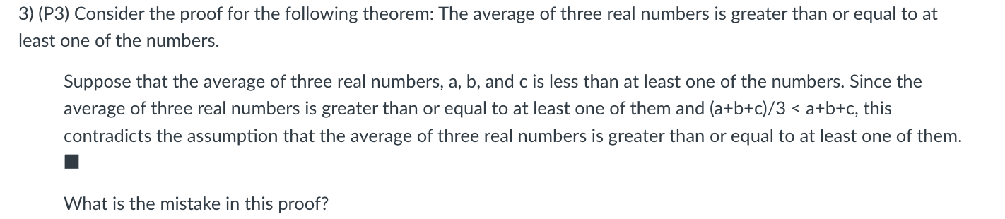 Solved P Consider The Proof For The Following Theorem Chegg Com