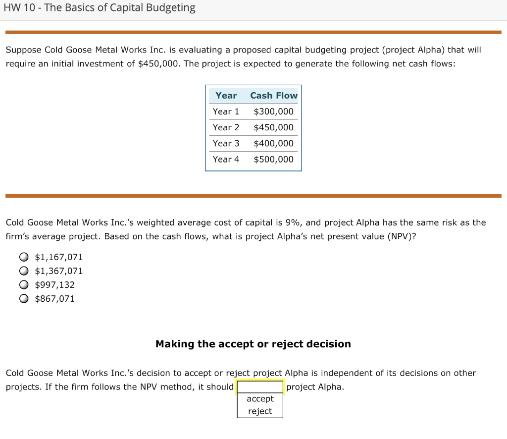 Solved Hw The Basics Of Capital Budgeting Suppose Cold Chegg Com