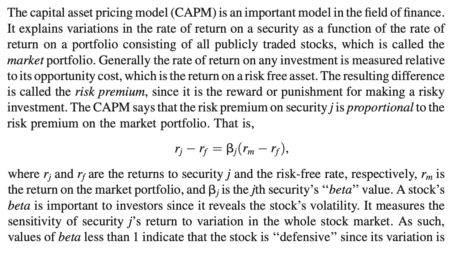 The capital asset pricing model (CAPM) is an | Chegg.com