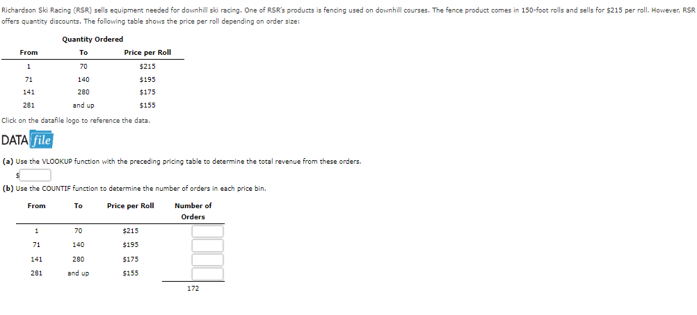 offers quantity discounts. The following table shows | Chegg.com