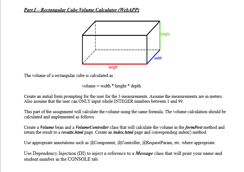 Solved Part I – Rectangular Cube Volume Calculator (WebAPP