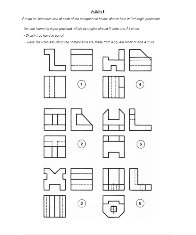 Solved Activity 3 Create an isometric view of each of the | Chegg.com