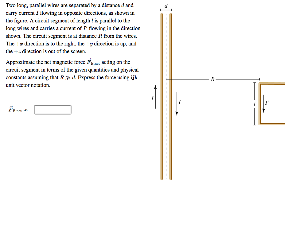 Solved Two long, parallel wires are separated by a distance