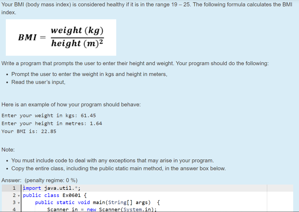 formula to work out your bmi