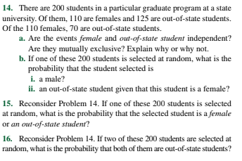 Solved 14. There are 200 students in a particular graduate | Chegg.com