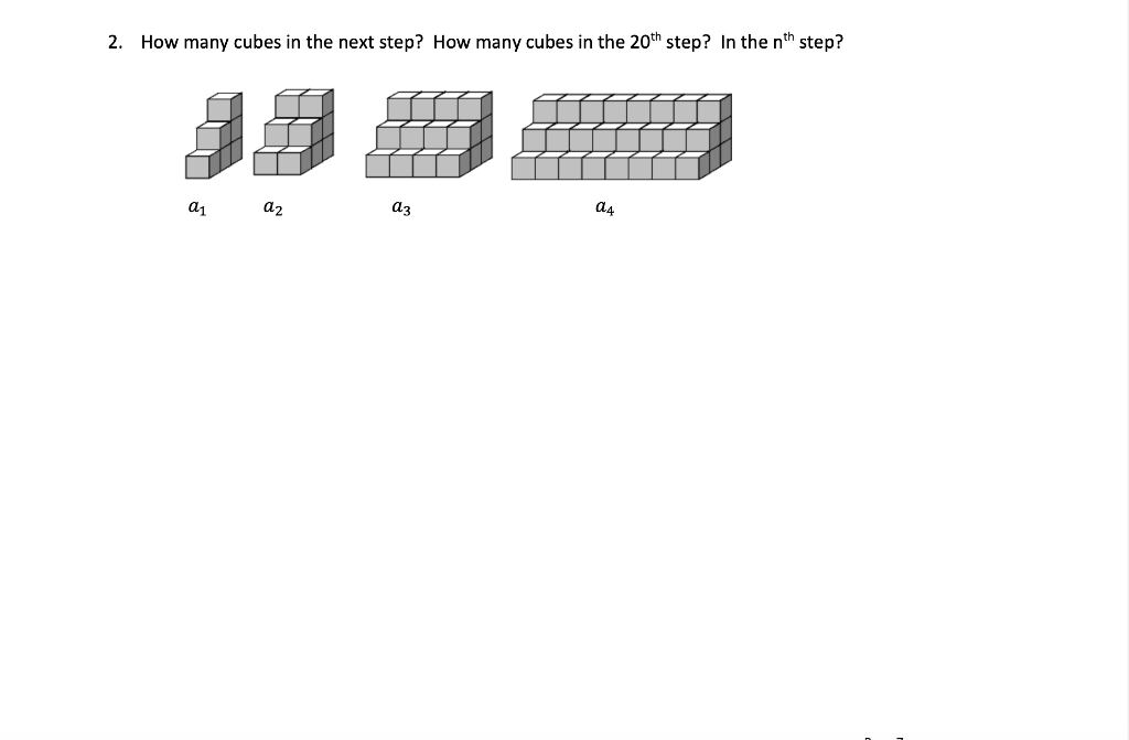 Solved 2. How many cubes in the next step? How many cubes in | Chegg.com