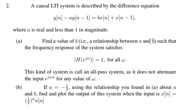 Solved A Causal Lti System Is Described By The Difference Chegg Com