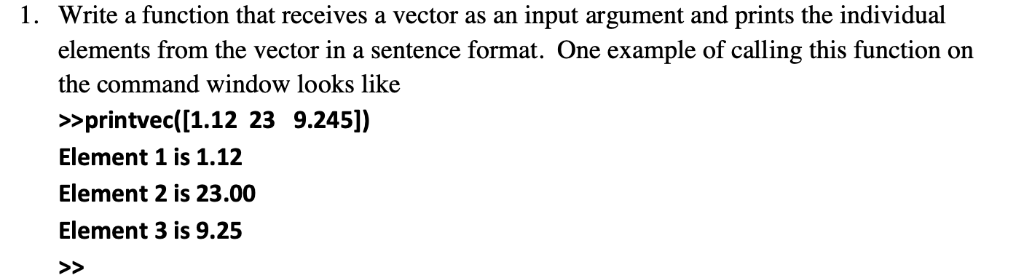 Solved 1. Write a function that receives a vector as an | Chegg.com