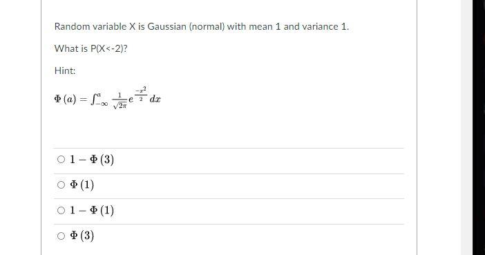 Solved Random variable X is Gaussian (normal) with mean 1 | Chegg.com