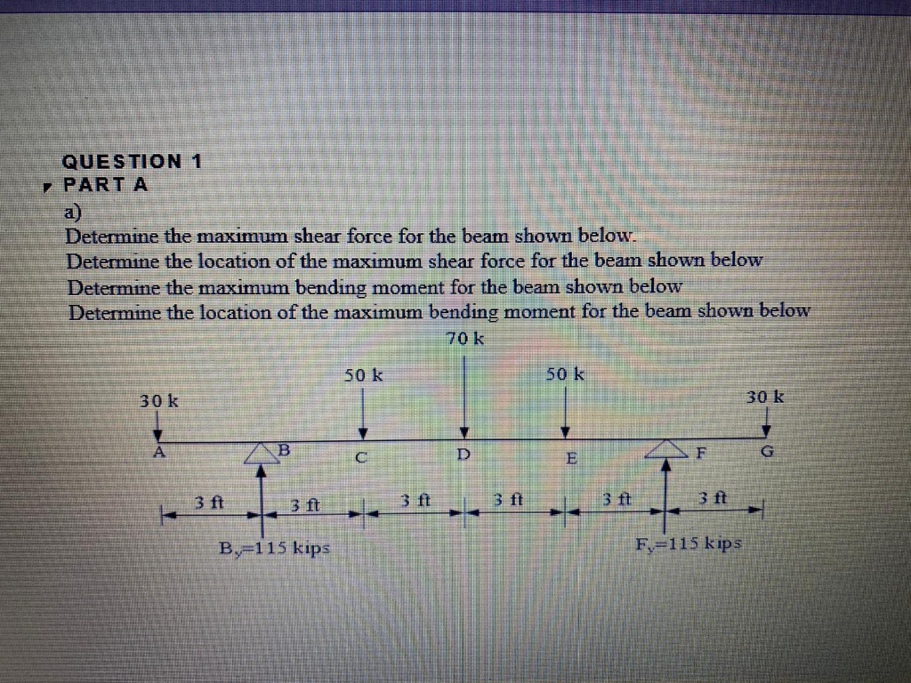 Solved QUESTION 1 PART A a) Determine the maximum shear | Chegg.com
