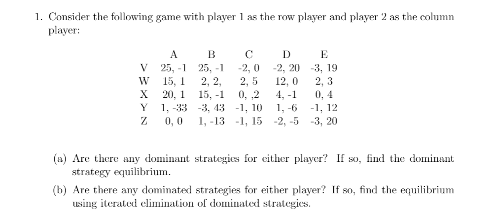 Solved 1. Consider the following game with player 1 as the | Chegg.com