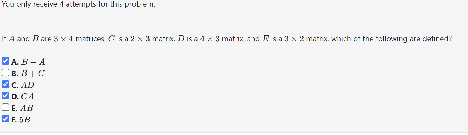 Solved You only receive 4 ﻿attempts for this problem.If ﻿A | Chegg.com