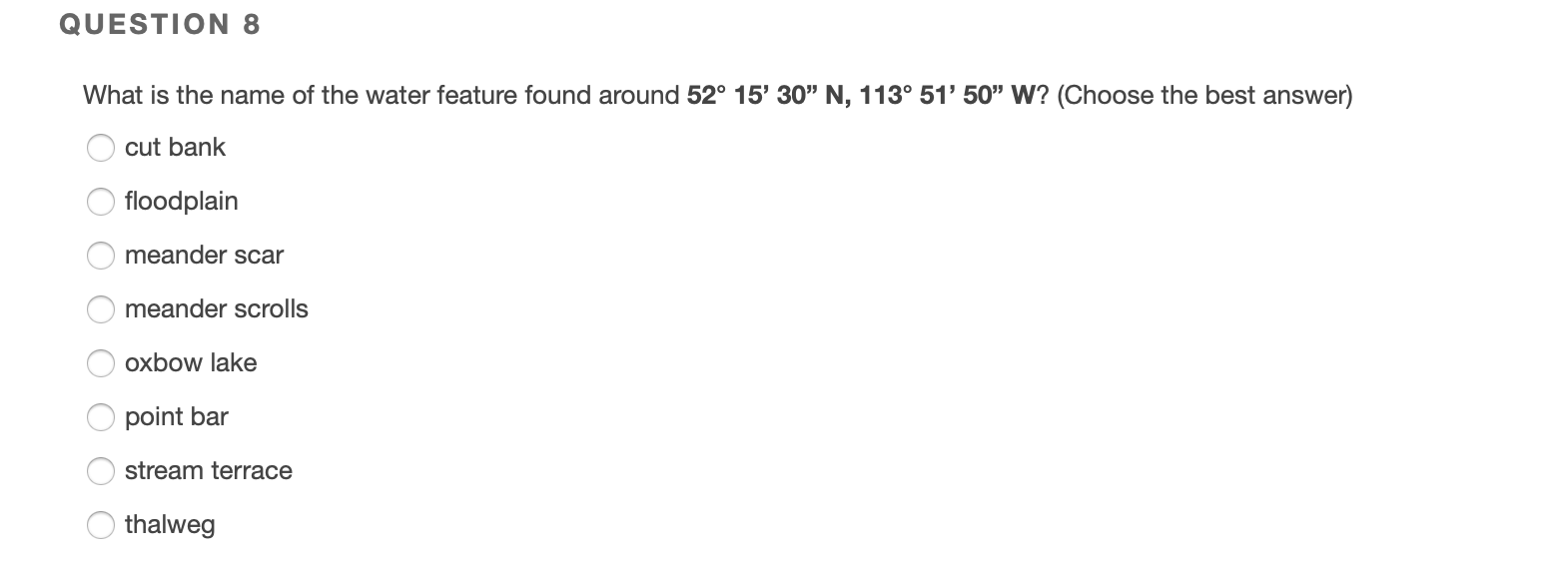 Solved What fluvial landform do you find at 12UUD 165020? | Chegg.com