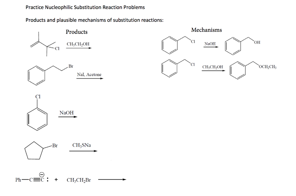 Solved Practice Nucleophilic Substitution Reaction Problems | Chegg.com