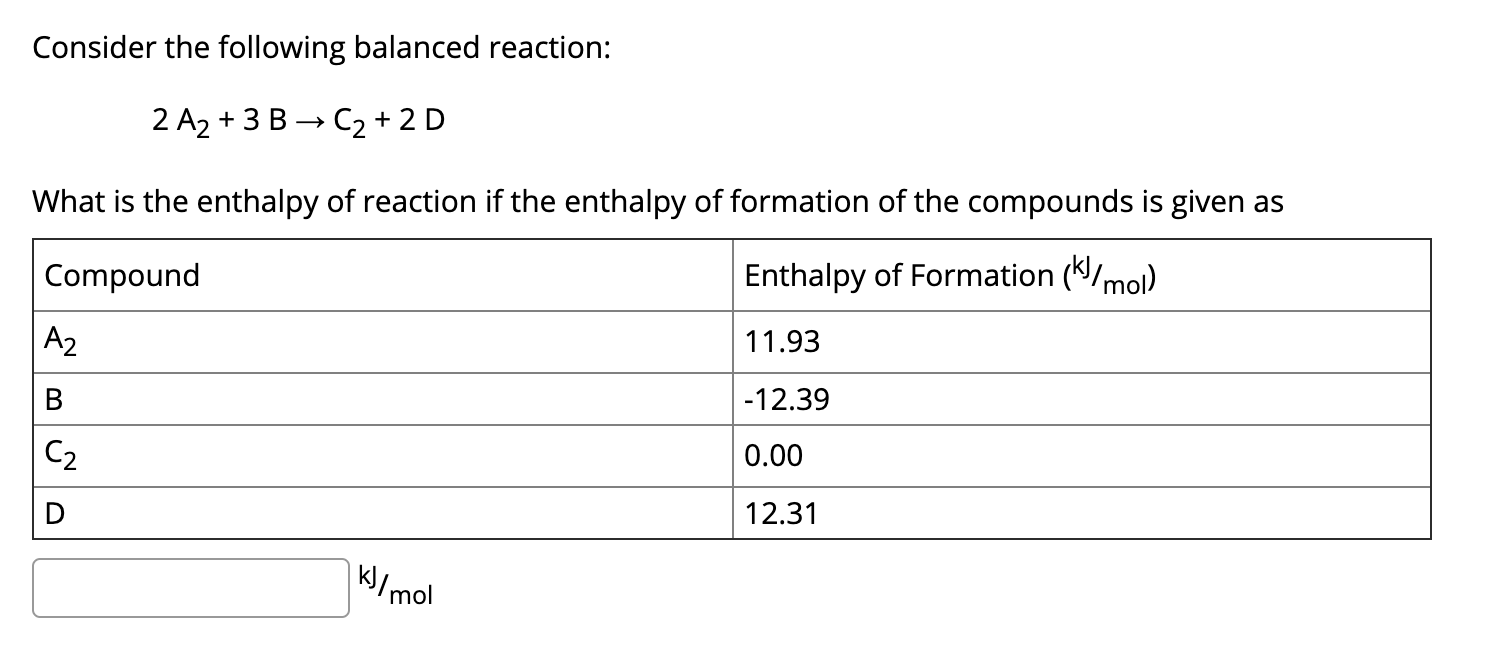 Solved Consider The Following Balanced Reaction: 2 A2 + 3 B | Chegg.com