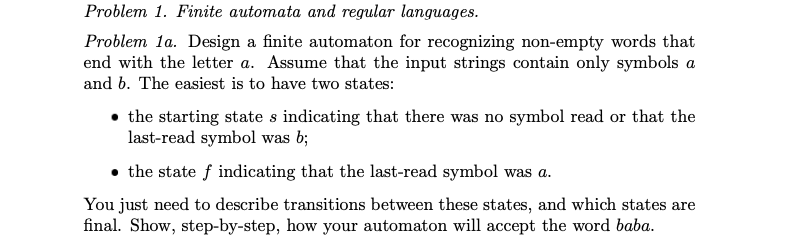 Solved Problem 1. Finite Automata And Regular Languages. | Chegg.com