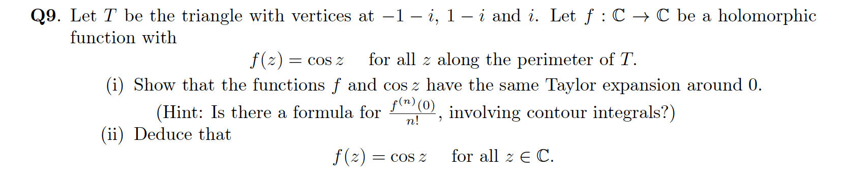 Solved 29. Let T be the triangle with vertices at −1−i,1−i | Chegg.com