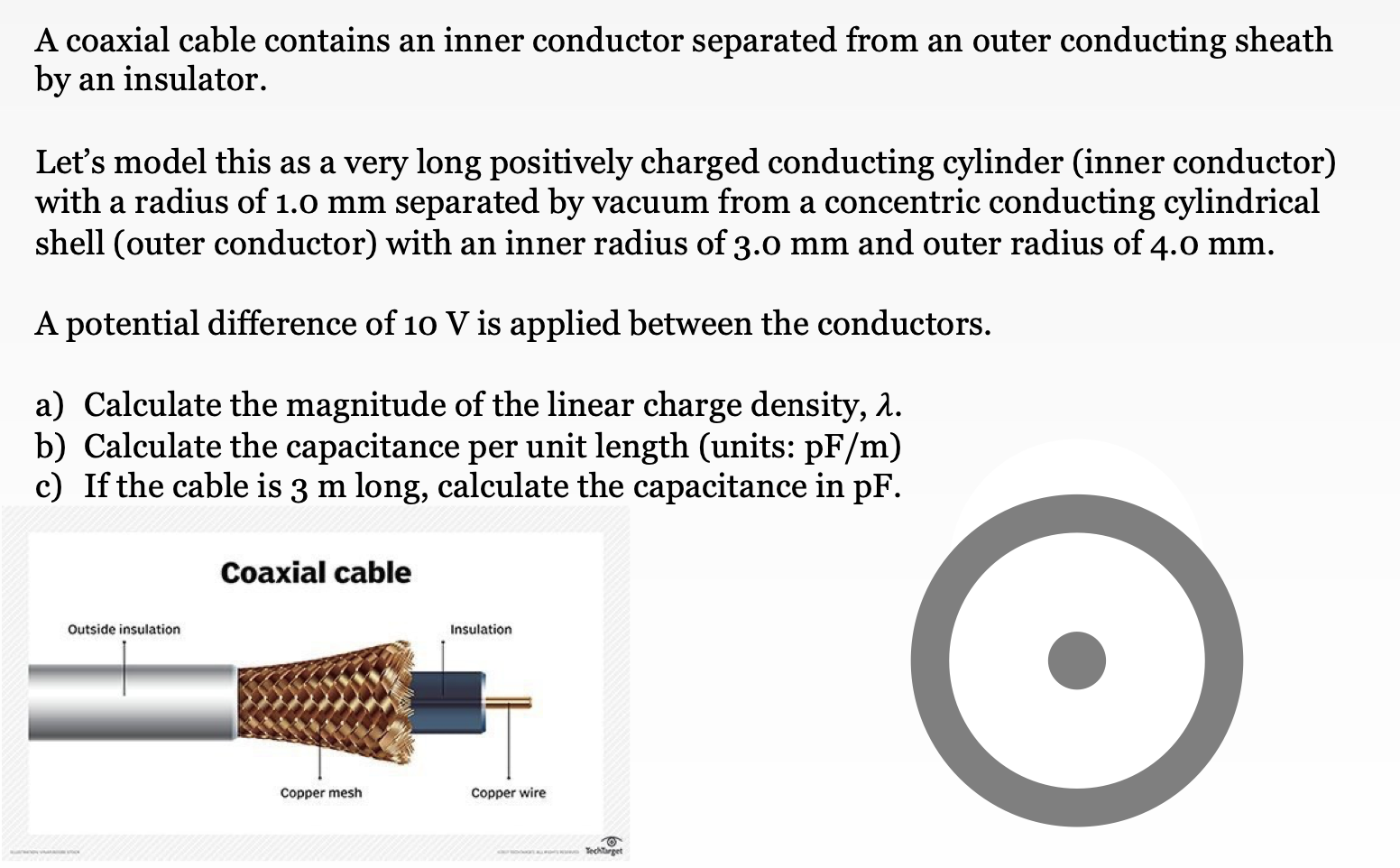 Solved A coaxial cable contains an inner conductor separated