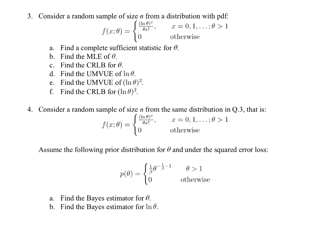 Solved 3. Consider a random sample of size n from a | Chegg.com