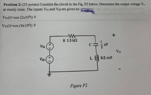 Solved Problem 2: (25 points) Consider the circuit in the | Chegg.com