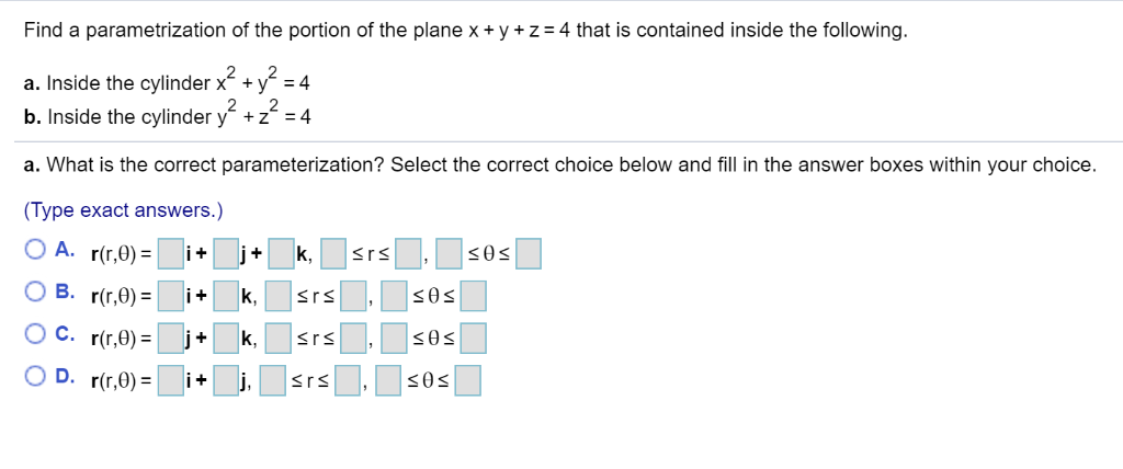 Solved Find a parametrization of the portion of the plane x+ | Chegg.com