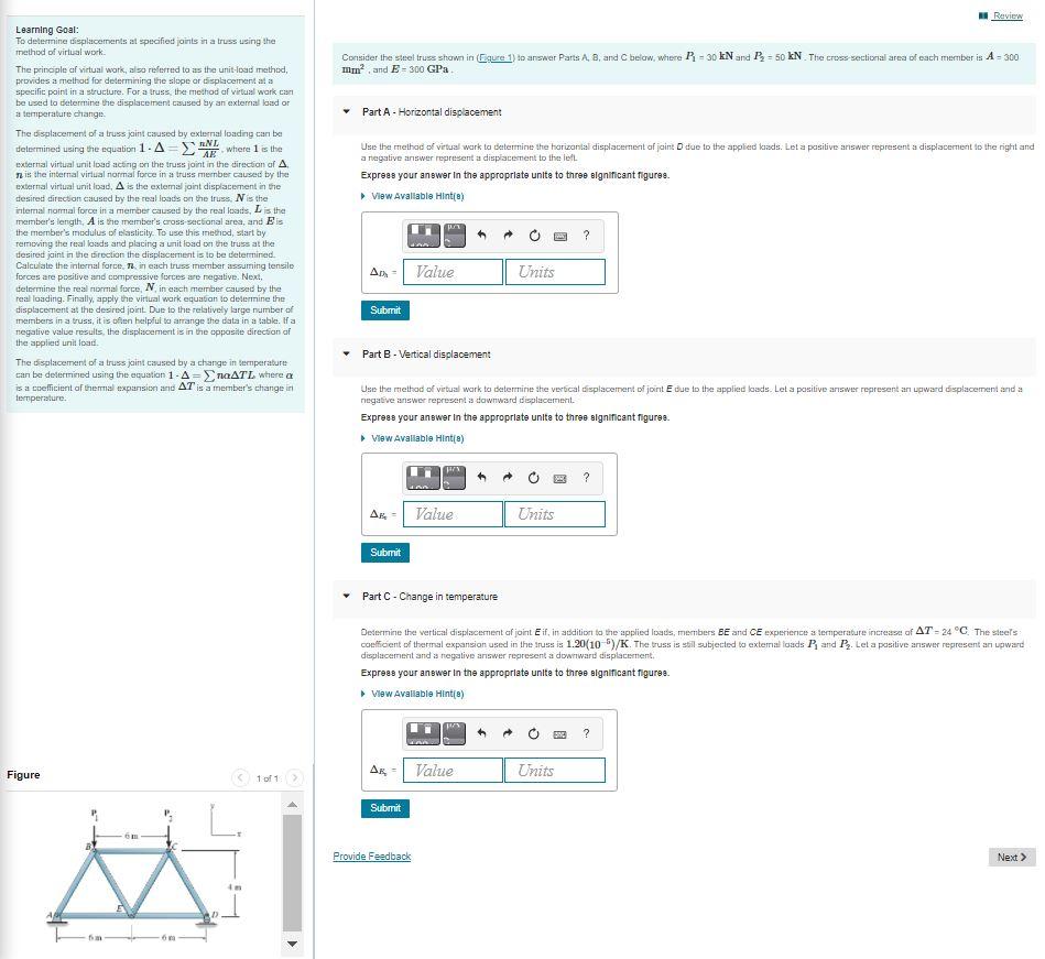 Solved Review Consider the steel truss shown in Figure 1) to | Chegg.com