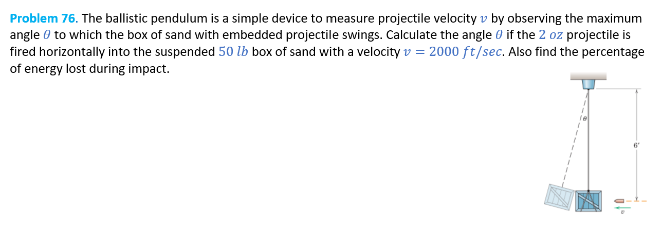 Solved Problem 76 . The ballistic pendulum is a simple | Chegg.com