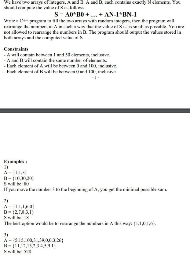 solved-we-have-two-arrays-of-integers-a-and-b-a-and-b-chegg