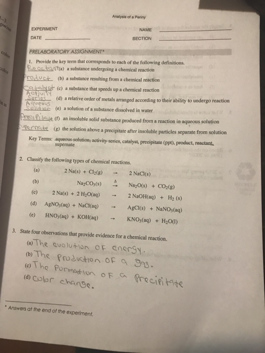 Solved Analysis of a Penny NAME EXPERIMENT SECTION