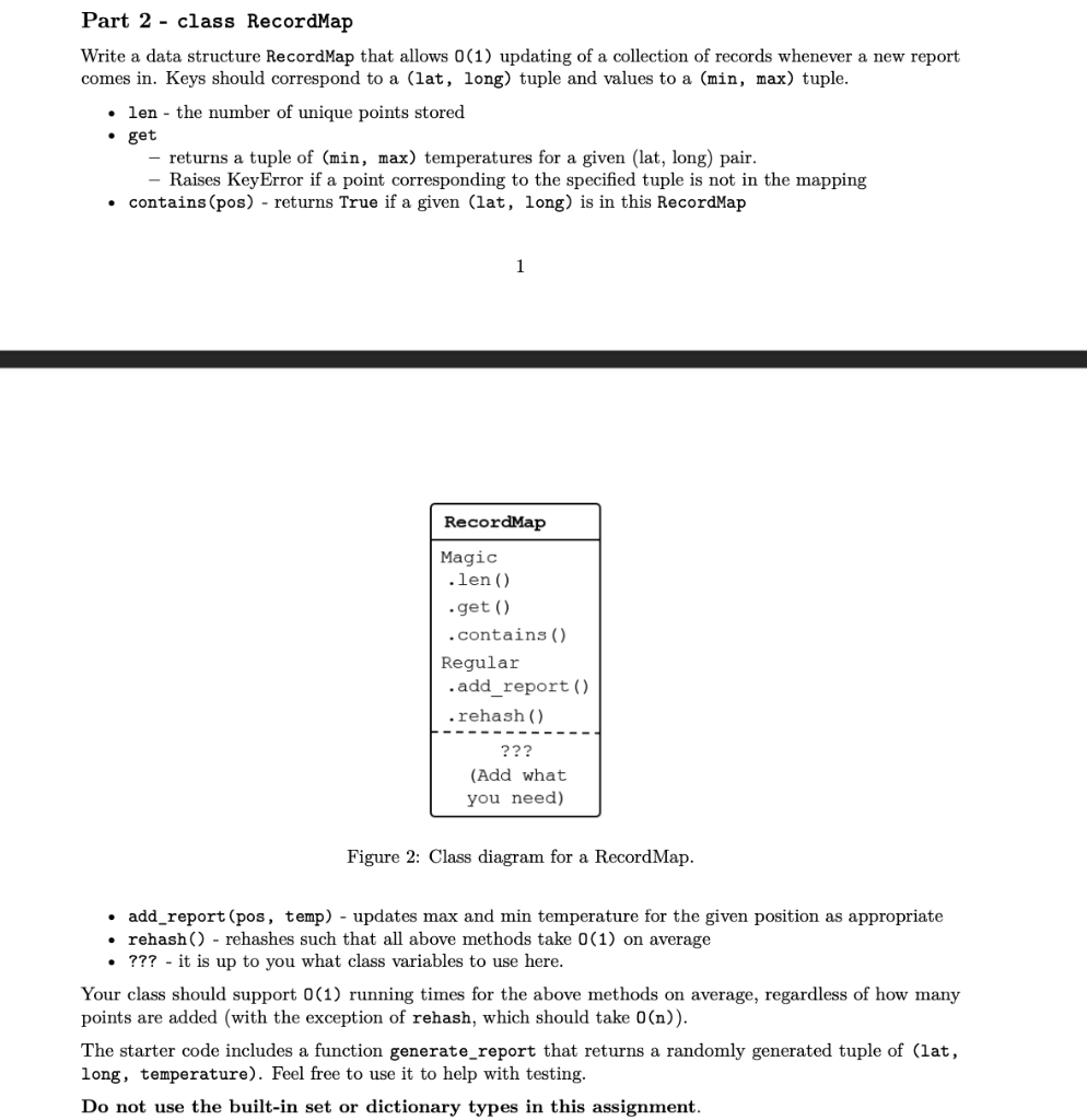 Solved Please create class Record and class RecordMap in | Chegg.com