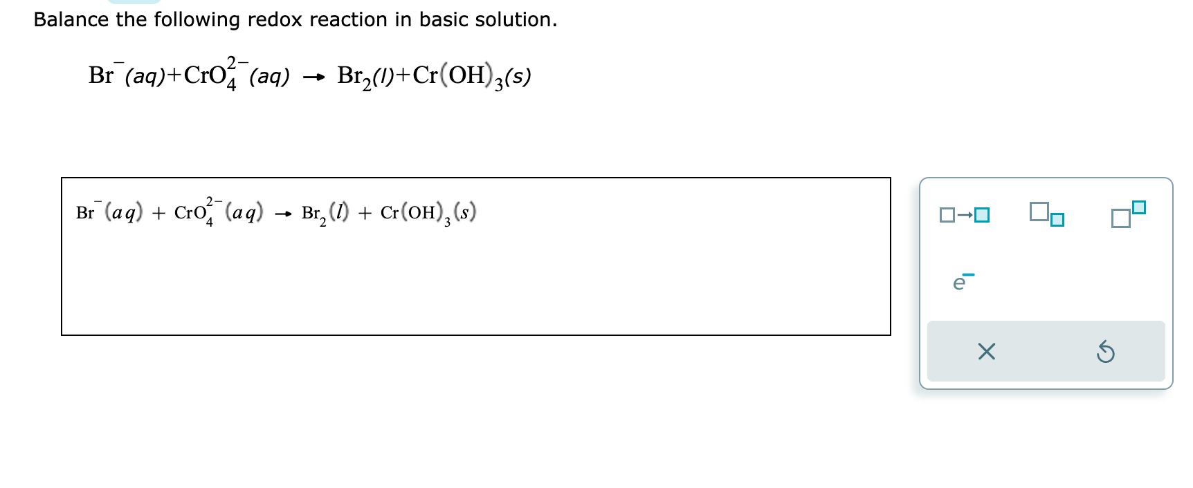 Solved Balance The Following Redox Reaction In Basic | Chegg.com