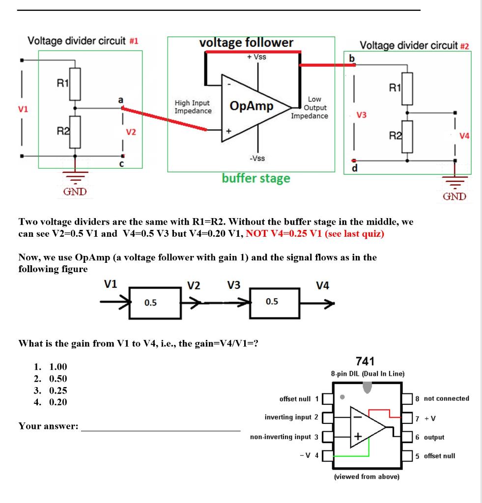 Solved Voltage divider circuit 1 voltage follower Voltage