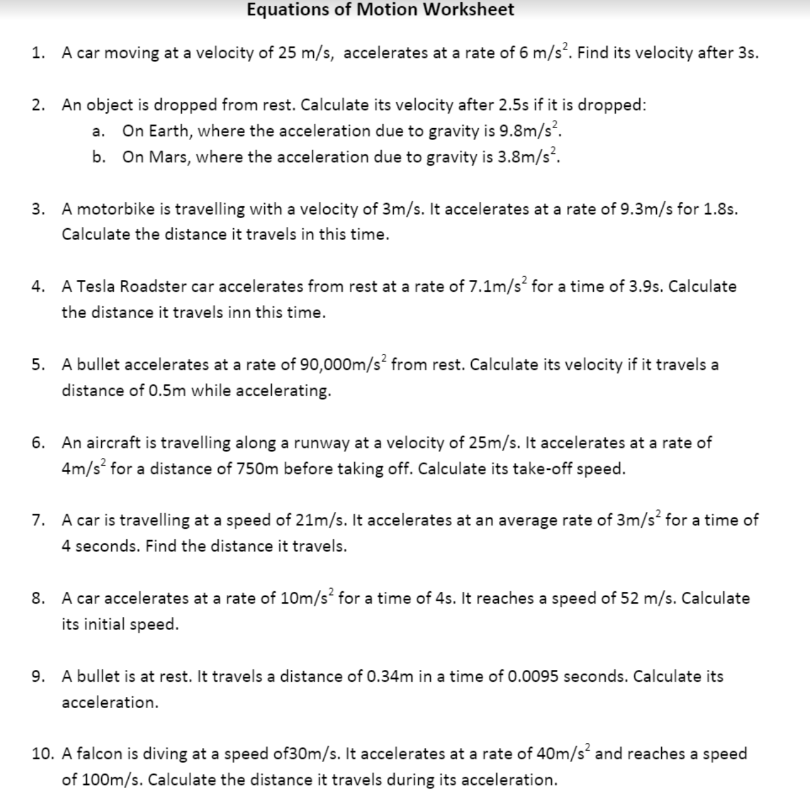 Determining Speed Velocity Worksheet Answers Unique Calculating Speed Time  Distance and Accelerati…