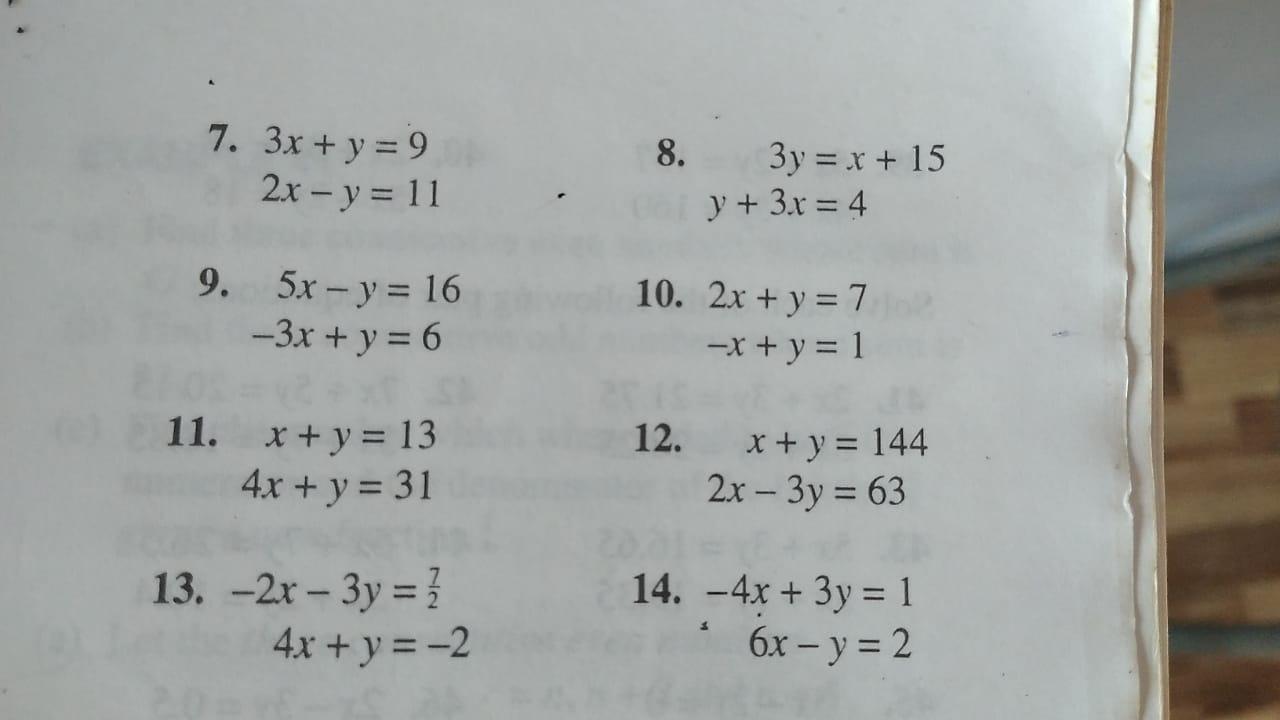 Solved 7 3x Y 9 2x Y 11 8 3y X 15 Y 3 X 4 Chegg Com