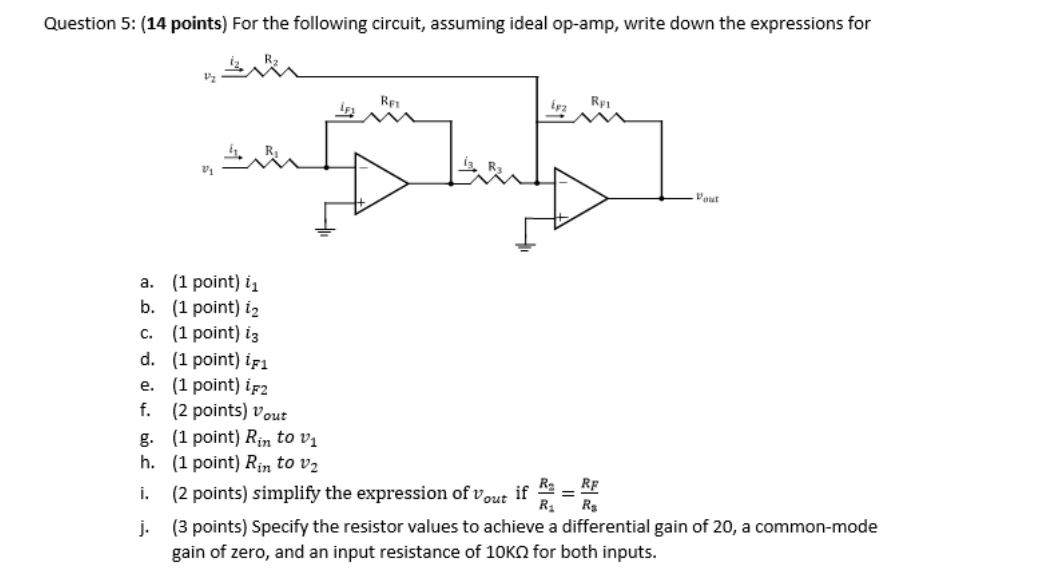 Solved Question 5 14 Points For The Following Circuit Chegg Com